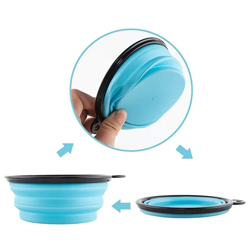 Tazón Portátil Plegable de Silicona TPR para Mascotas - Comedero y Bebedero para Gatos y Perros