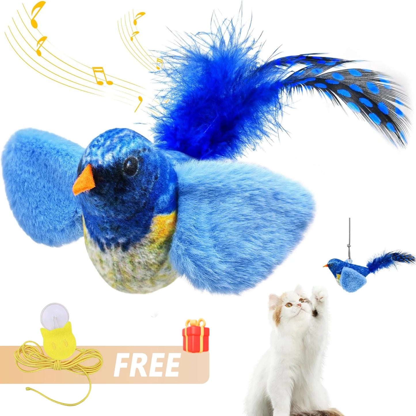 Juguete Interactivo de Pájaros para Gatos - Juguete Colgante con Sonido y Hierba Gatera