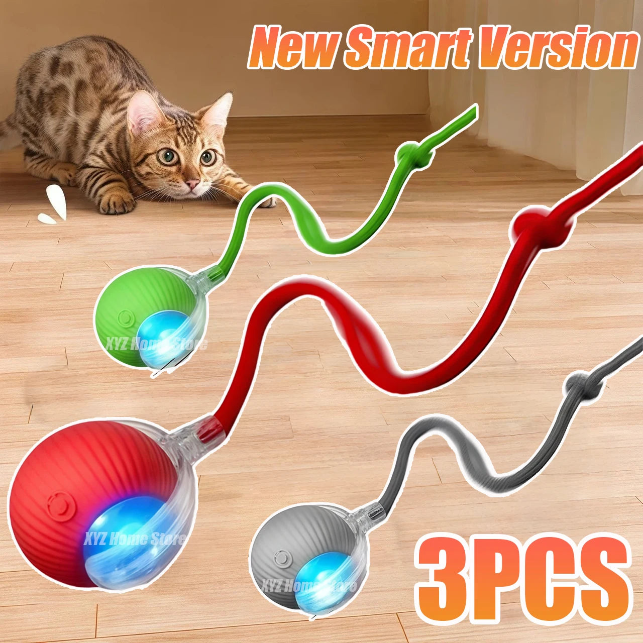 Pelota Interactiva Automática para Gatos - Juguete Eléctrico Recargable con Cola Imitación Ratón