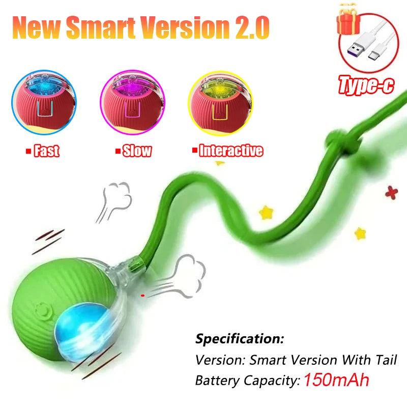 Pelota Interactiva Automática para Gatos - Juguete Eléctrico Recargable con Cola Imitación Ratón