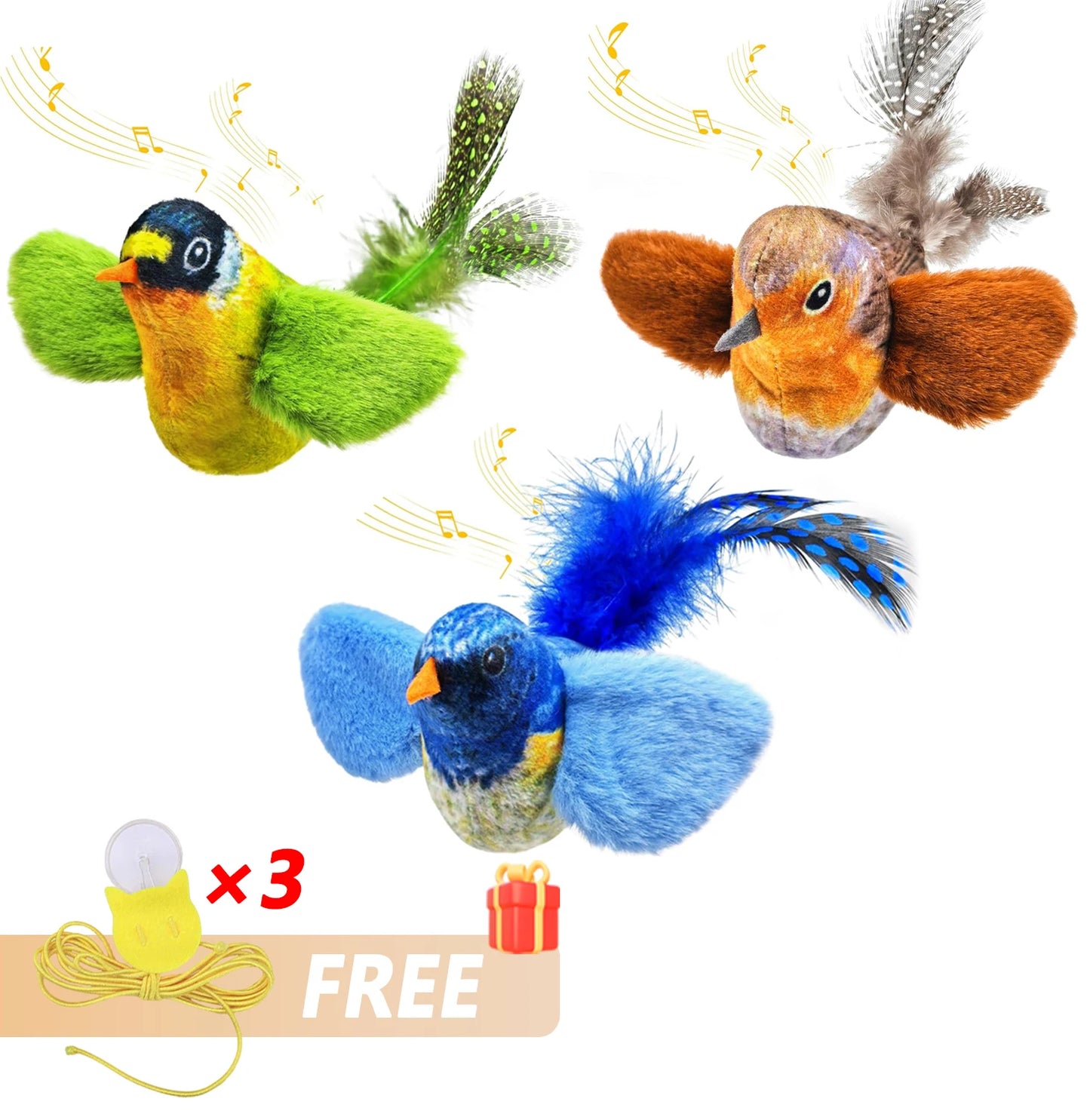 Juguete Interactivo de Pájaros para Gatos - Juguete Colgante con Sonido y Hierba Gatera