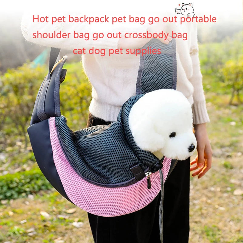 Bolso Bandolera Portátil para Mascotas - Mochila de Nylon Acolchada para Perros Pequeños