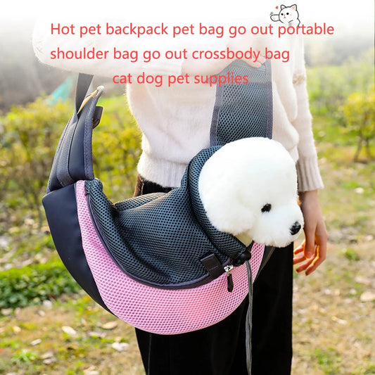Bolso Bandolera Portátil para Mascotas - Mochila de Nylon Acolchada para Perros Pequeños