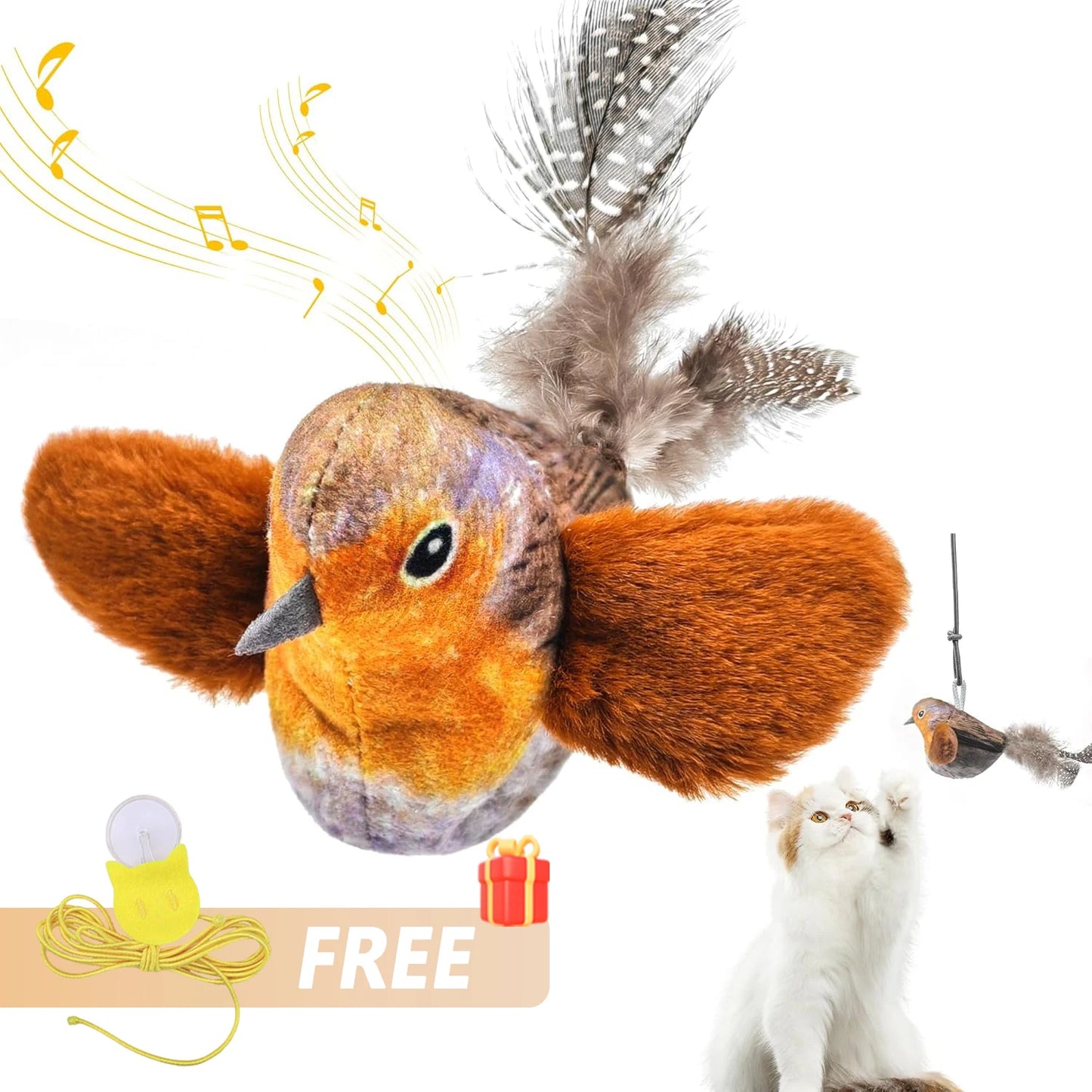 Juguete Interactivo de Pájaros para Gatos - Juguete Colgante con Sonido y Hierba Gatera