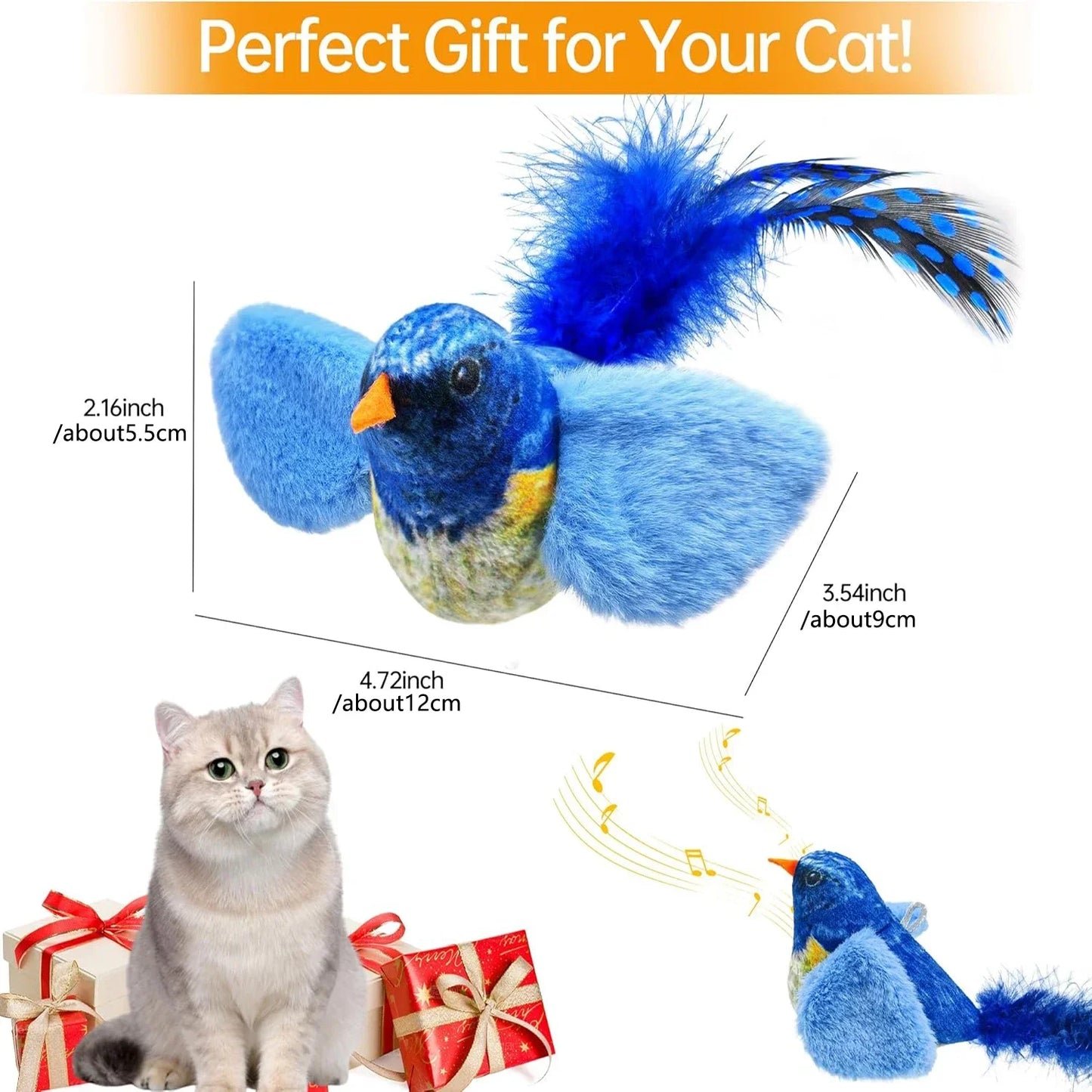 Juguete Interactivo de Pájaros para Gatos - Juguete Colgante con Sonido y Hierba Gatera