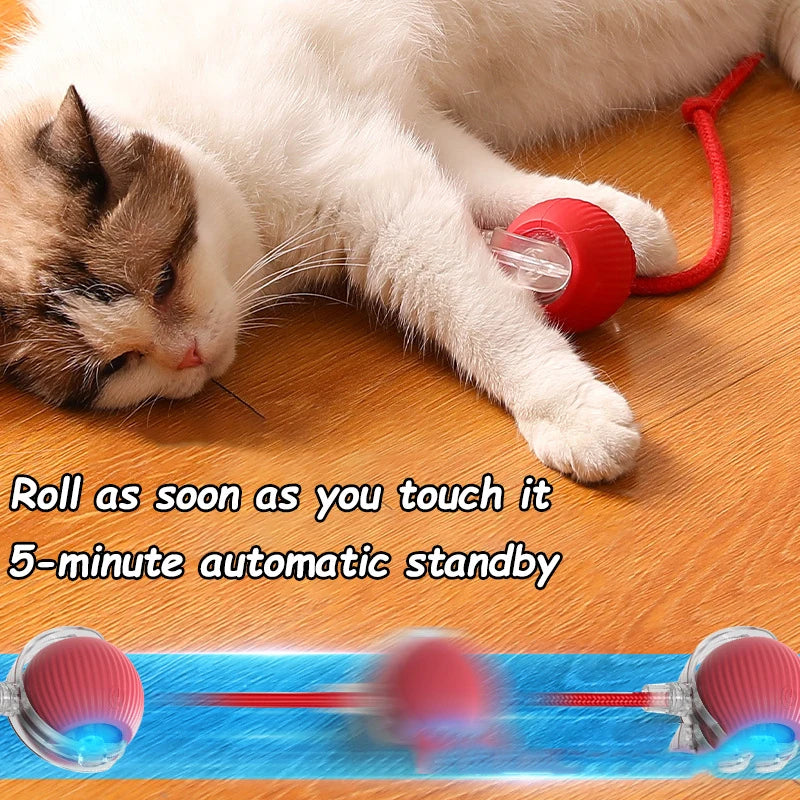 Pelota Interactiva Automática para Gatos - Juguete Eléctrico Recargable con Cola Imitación Ratón