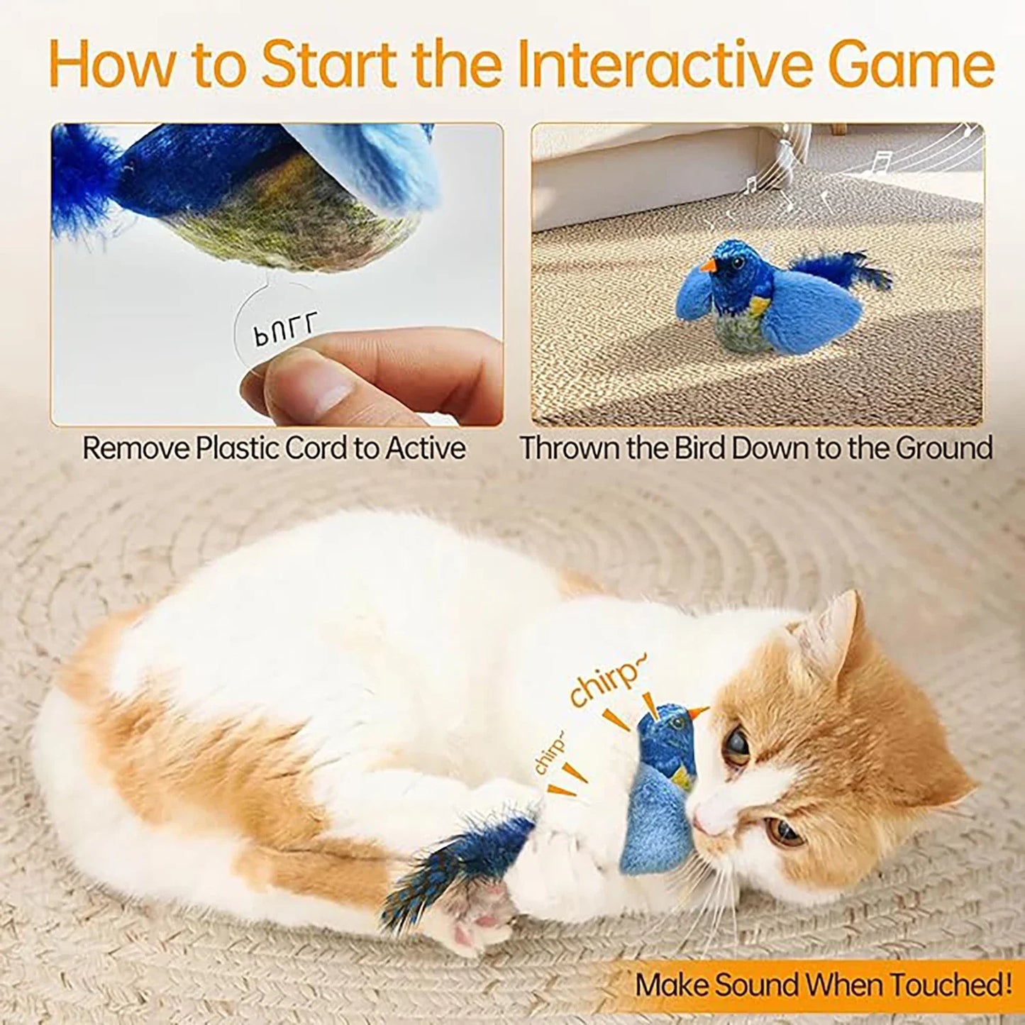 Juguete Interactivo de Pájaros para Gatos - Juguete Colgante con Sonido y Hierba Gatera